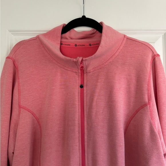 Plus Size Pink Long Sleeve Sports Shirt Jacket - Picture 2 of 5